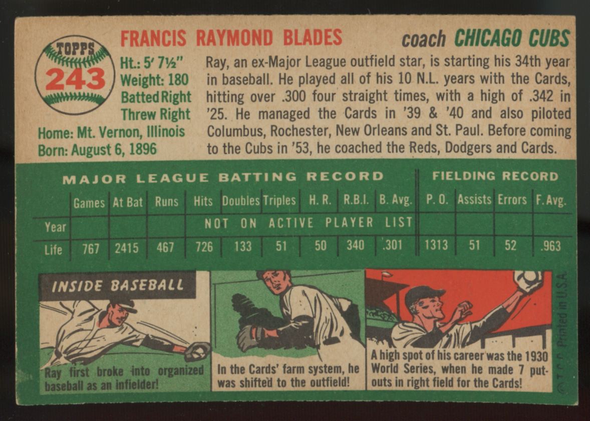 1954 Topps Ray Blades #243 EX-MT