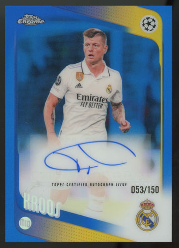 2025-26 Topps Chrome UEFA Club Competitions Toni Kroos Legends Blue Auto /150