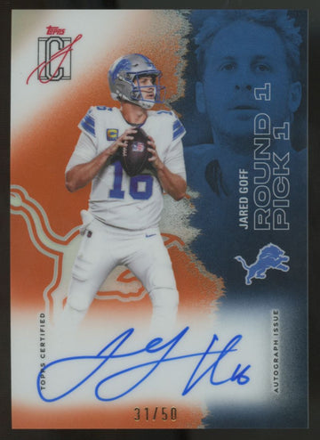 2025 Topps Signature Class Jared Goff Veteran Chrome Auto Orange /50 #58