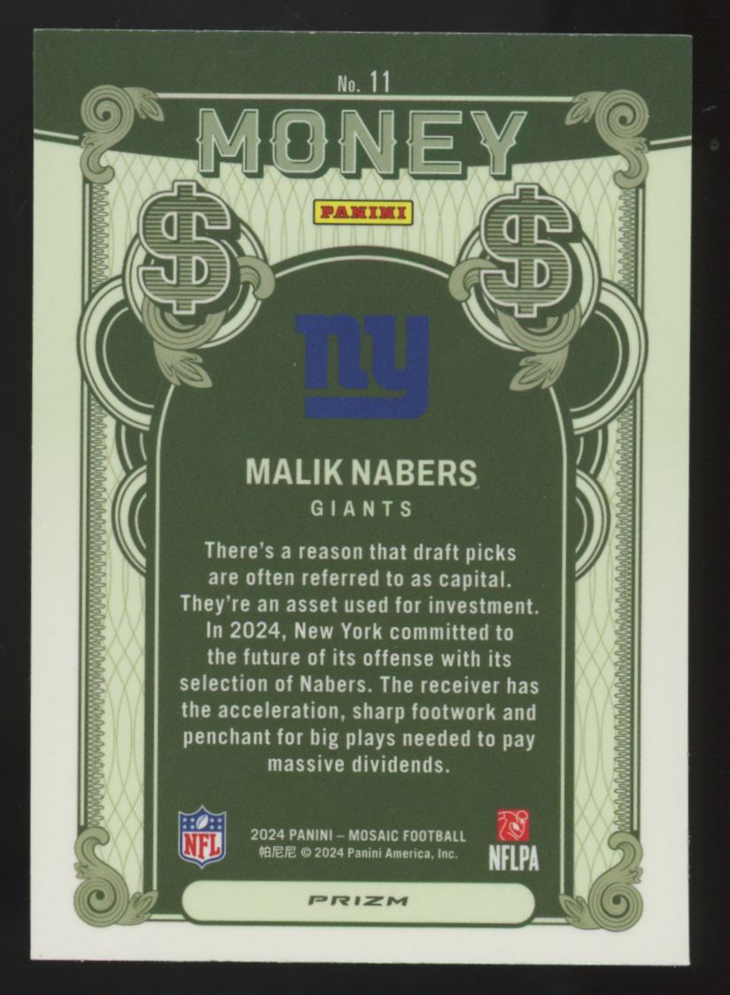 2024 Panini Mosaic Malik Nabers RC Money SSP #11