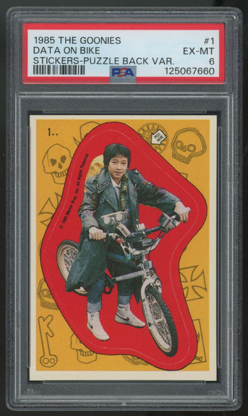 1985 The Goonies Data On Bike Stickers-Puzzle Back #1 PSA 6