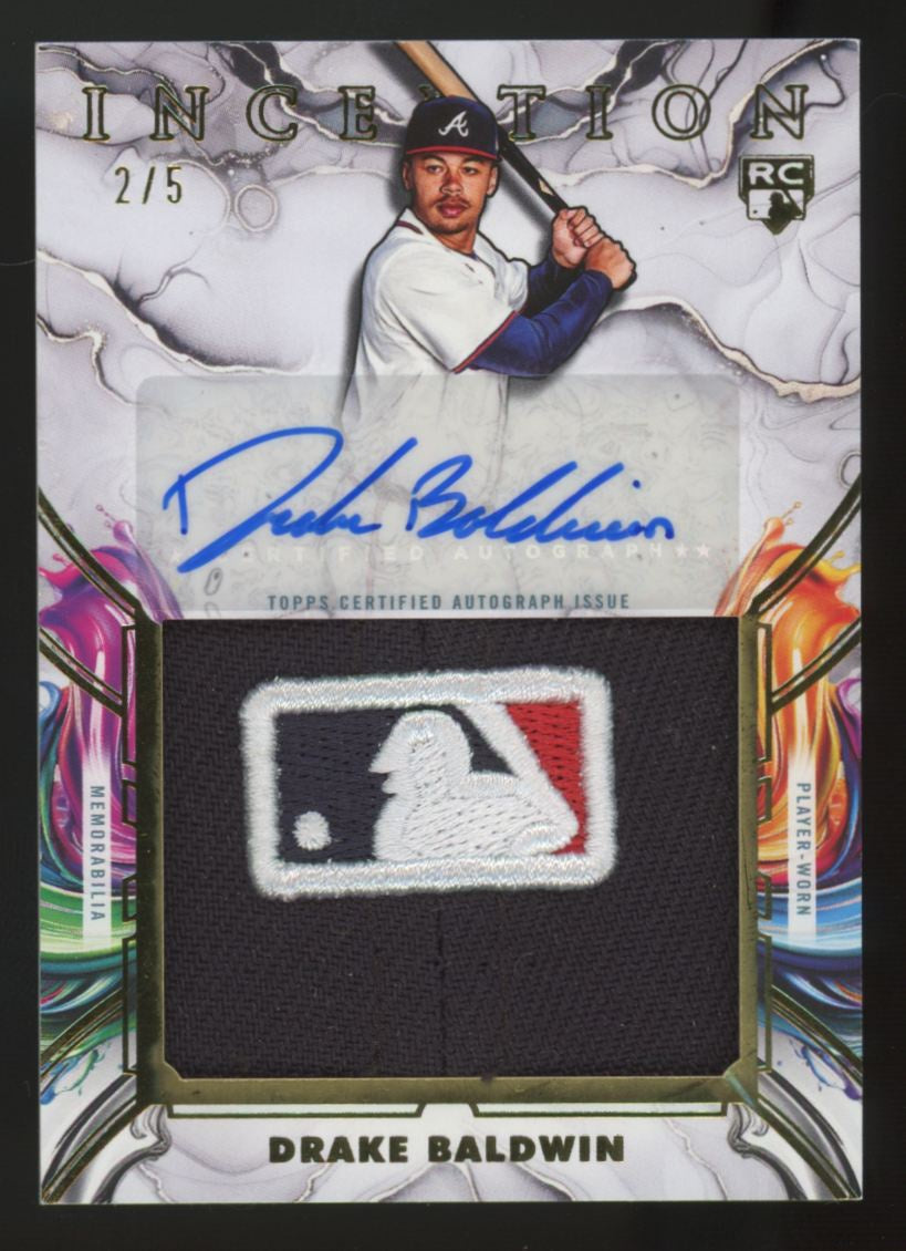 2025 Topps Inception Drake Baldwin RC Jumbo MLB Logo Hat Patch Auto RPA /5