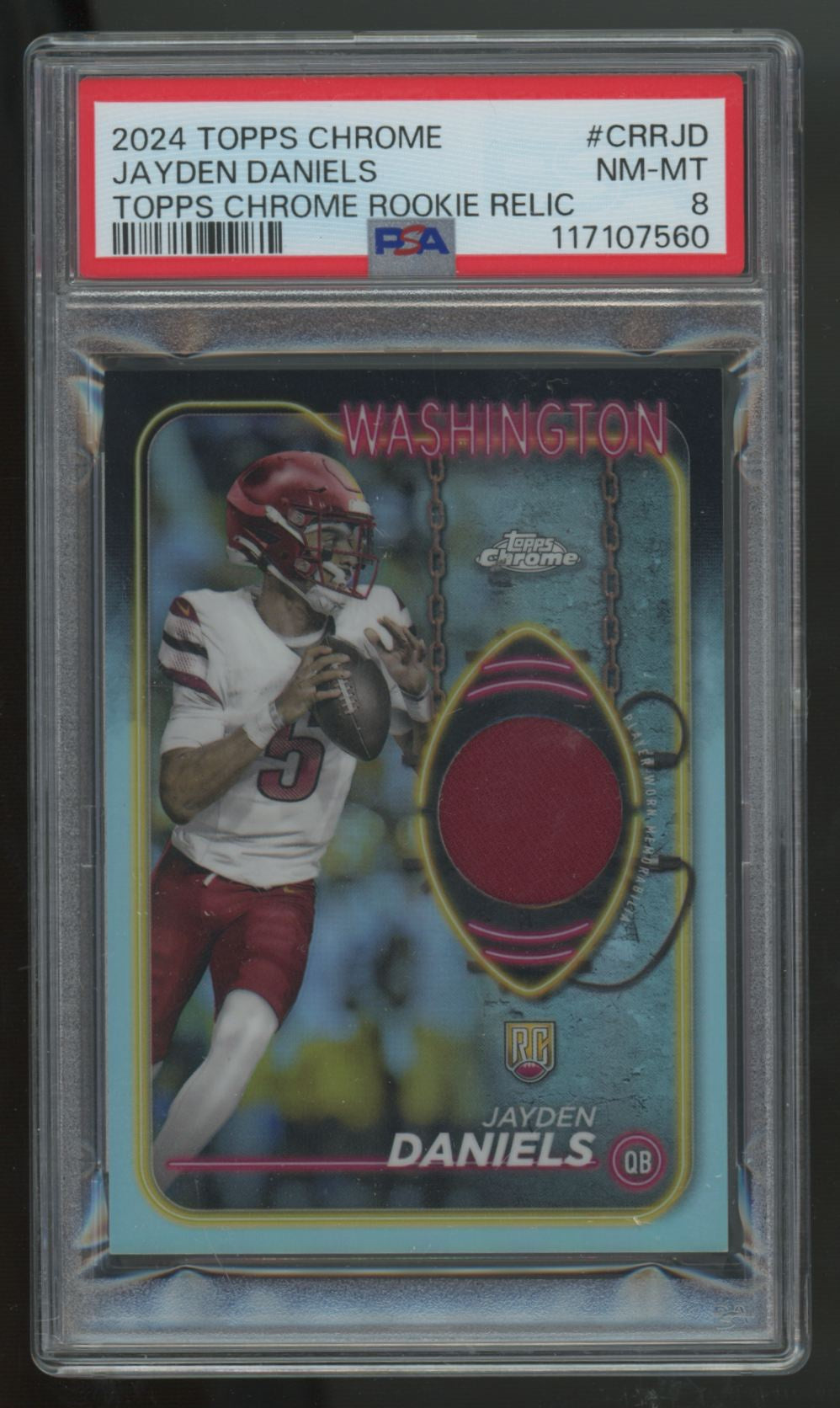 2024 Topps Chrome Jayden Daniels RC Relic Patch #CRR-JD PSA 8