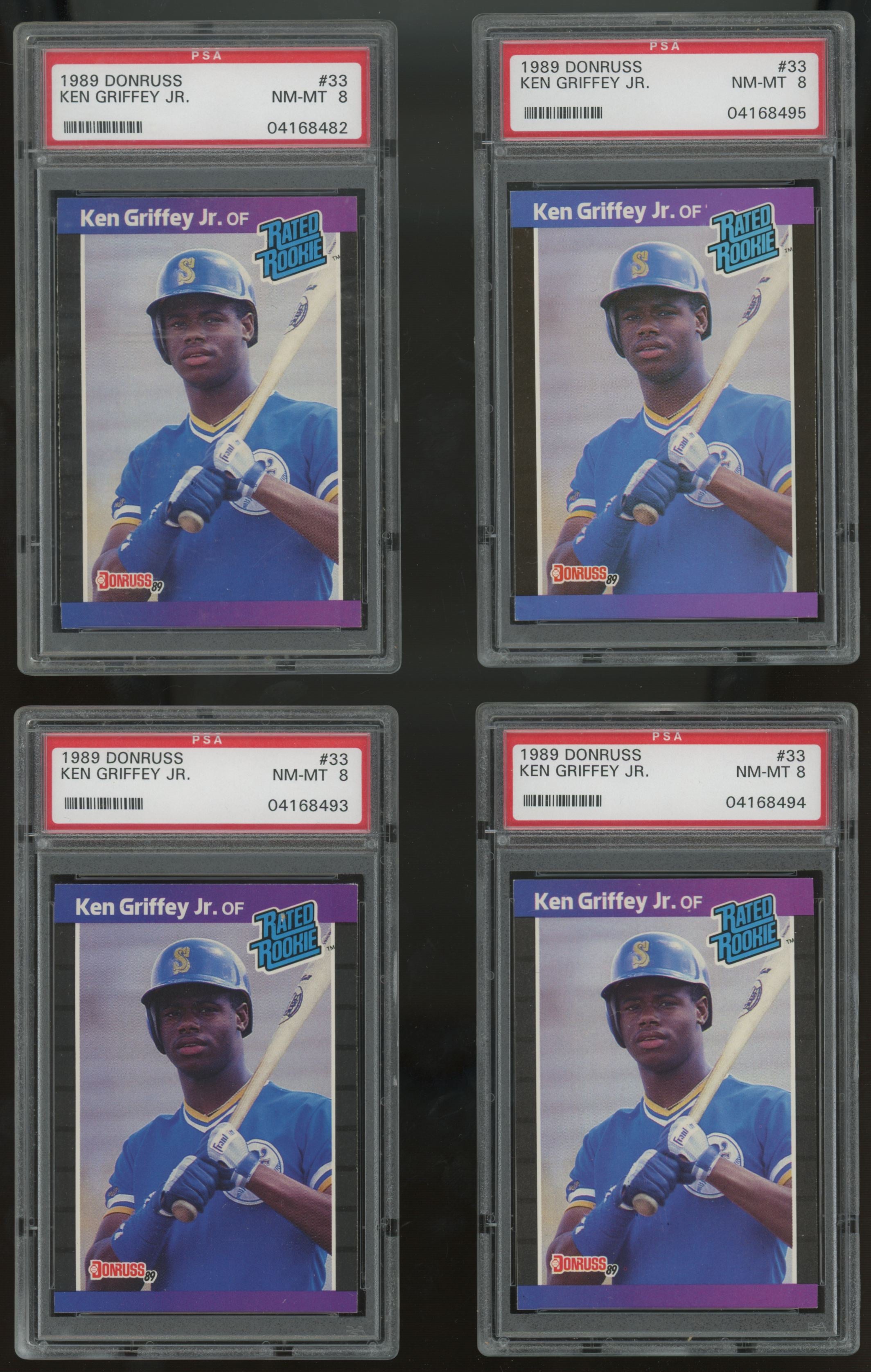 1989 Donruss Ken Griffey Jr. RC Rated Rookie #33 PSA 8 Lot of 10