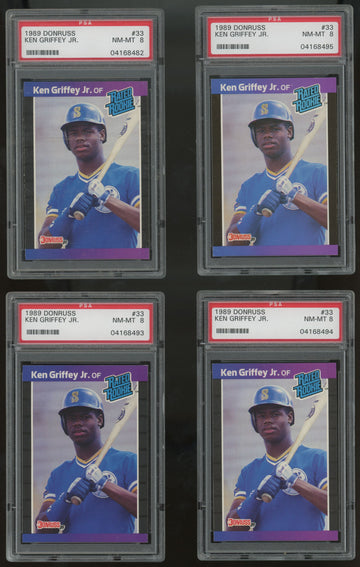1989 Donruss Ken Griffey Jr. RC Rated Rookie #33 PSA 8 Lot of 10