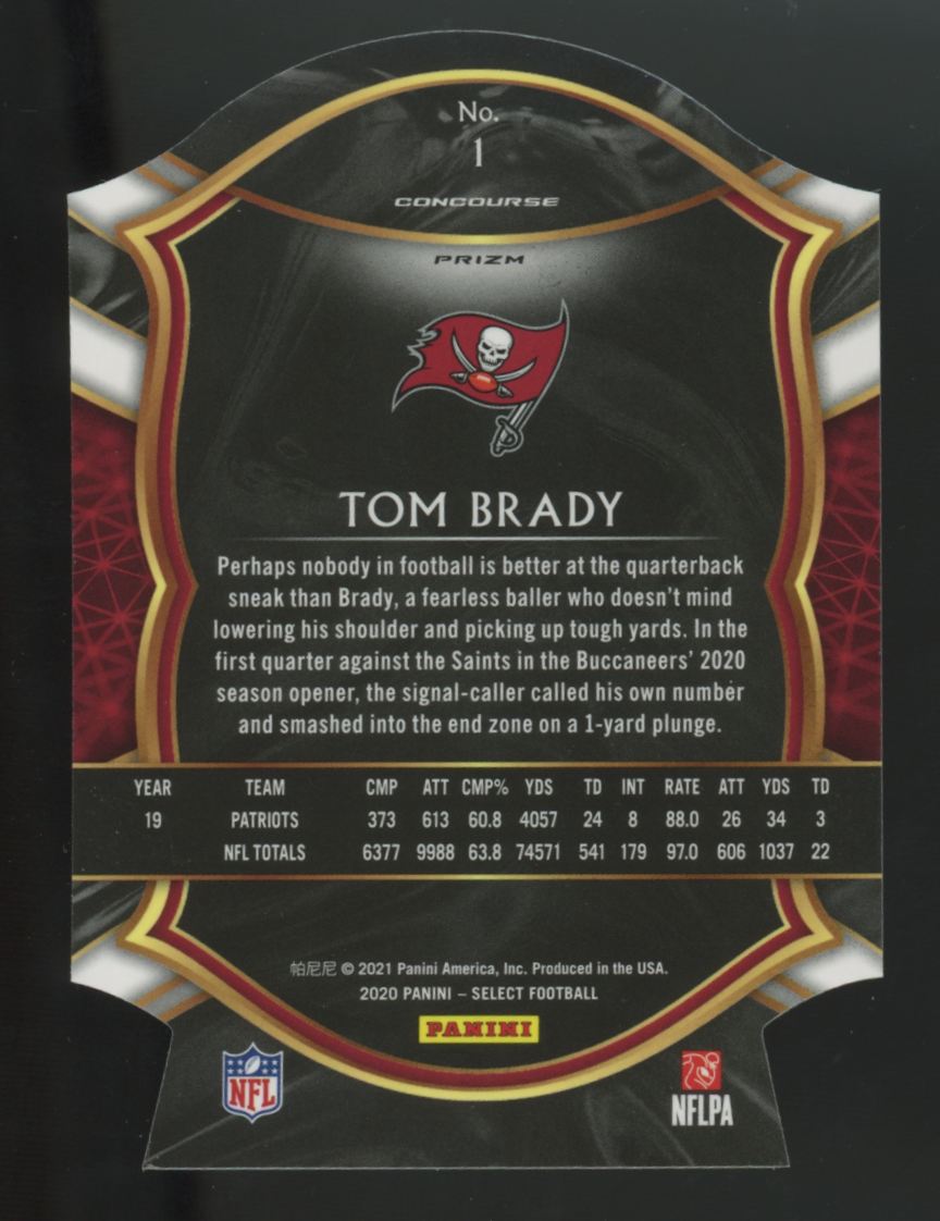 2020 Panini Select Tom Brady Concourse Neon Green Die-Cut #1