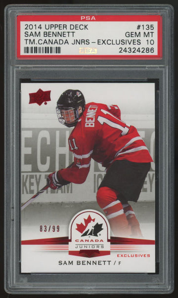 2014-15 UD Team Canada Juniors Sam Bennett Red Exclusives /99 #135 PSA 10