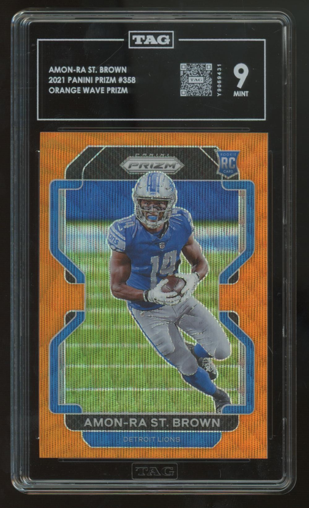 2021 Prizm Amon-Ra St. Brown RC Orange Wave /60 #358 TAG 9