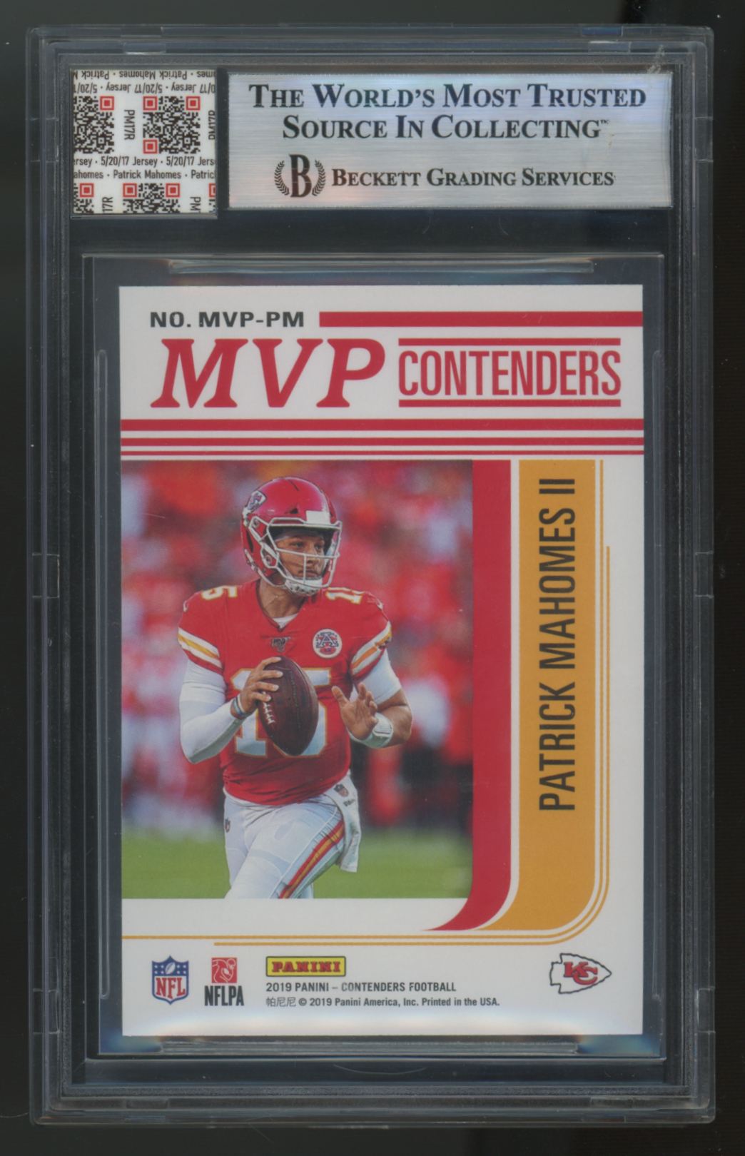 2019 Contenders Patrick Mahomes II MVP Contenders Jersey Fusion Patch BGS 9