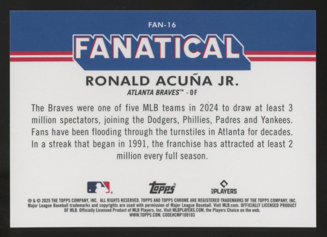 2025 Topps Chrome Ronald Acuna Jr. Fanatical #FAN-16