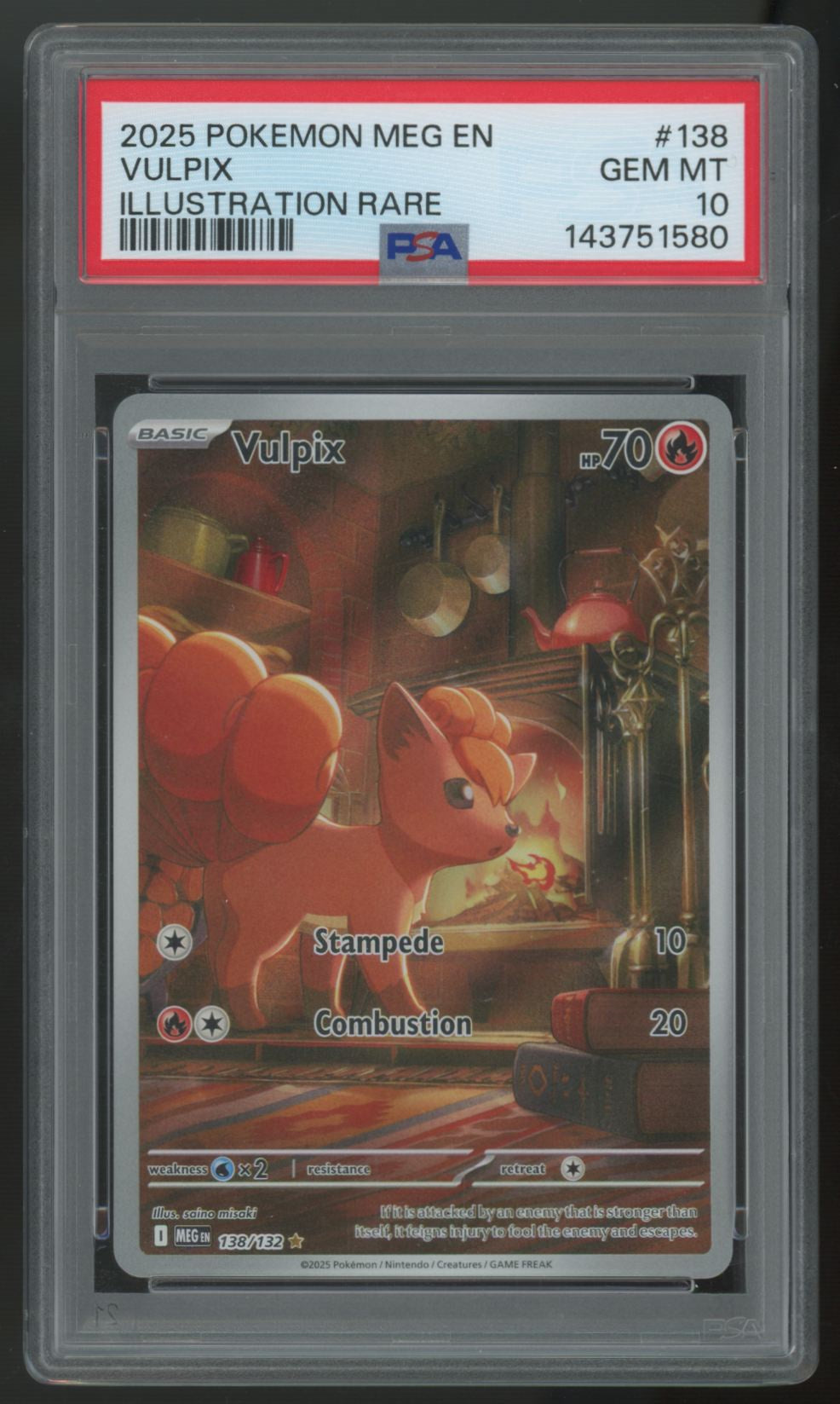 2025 Pokemon Vulpix Mega Evolution Illustration Rare #138 PSA 10