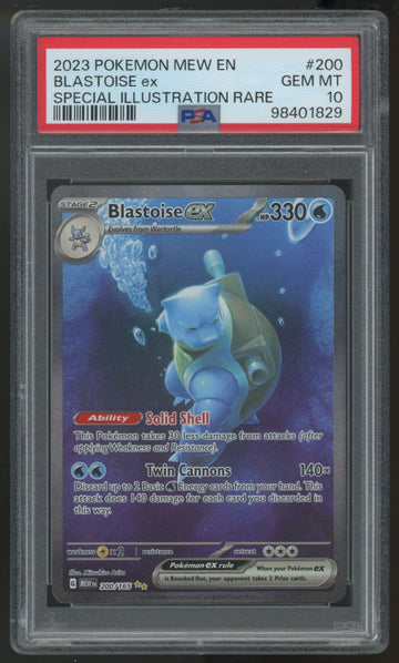 2023 Pokemon Blastoise ex 151 Special Illustration Rare #200 PSA 10