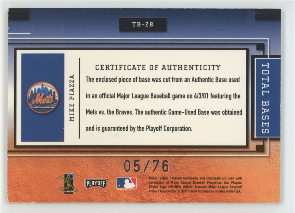 2003 Playoff Absolute Mike Piazza Total Bases Relic /76 #TB-28