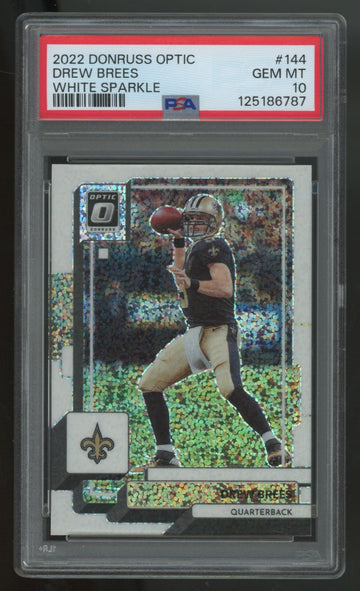 2022 Donruss Optic Drew Brees White Sparkle Prizm #144 PSA 10