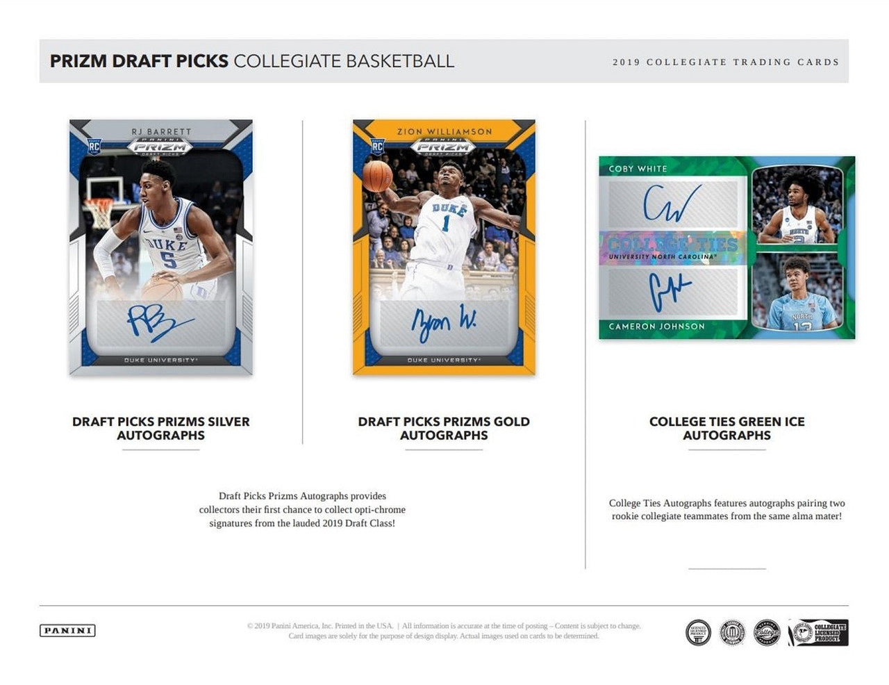 2019/20 Panini Prizm Draft Picks Basketball Hobby Box