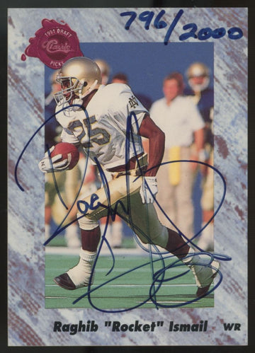 1991 Classic Draft Picks Raghib "Rocket" Ismail RC Auto /2000
