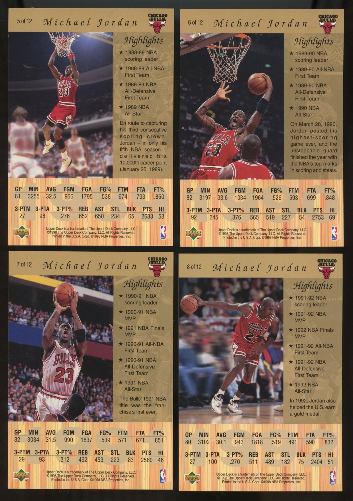 1997-98 Upper Deck Michael Jordan Gatorade Complete Set (12/12) EX-NM