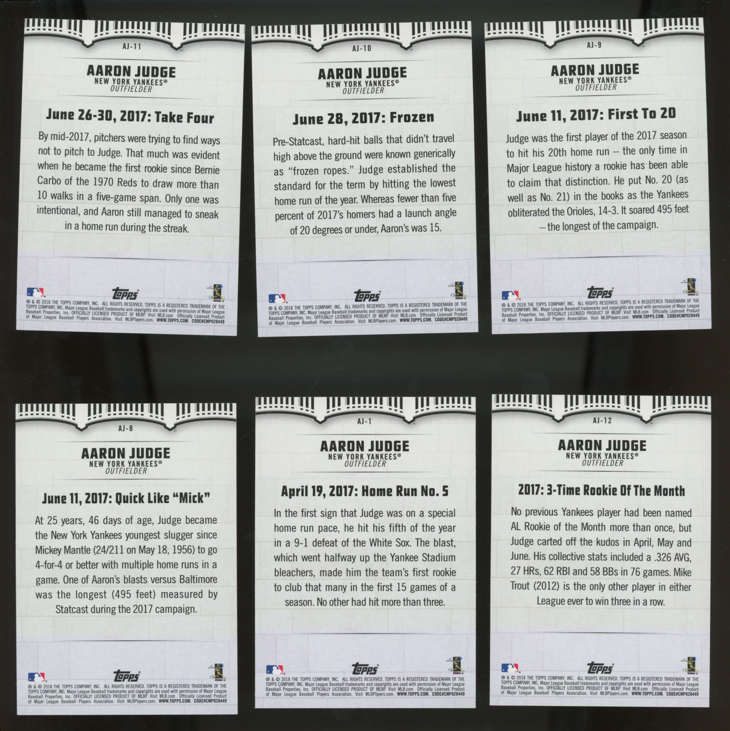 2018 Topps Aaron Judge Highlights Walmart Complete Set (30/30)