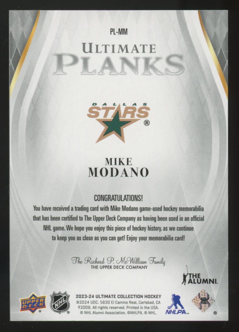 2023-24 Upper Deck Ultimate Mike Modano Ultimate Planks Patch /49 #PL-MM