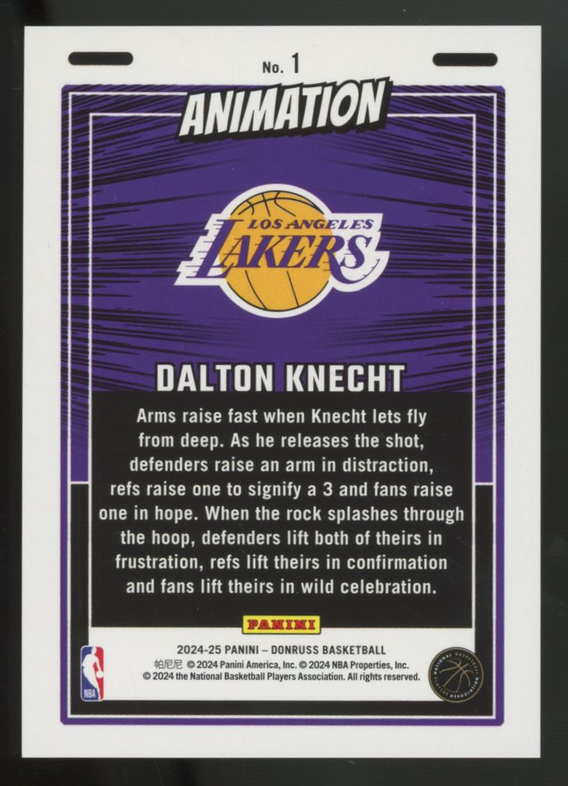 2024-25 Panini Donruss Dalton Knecht RC Animation SSP #1
