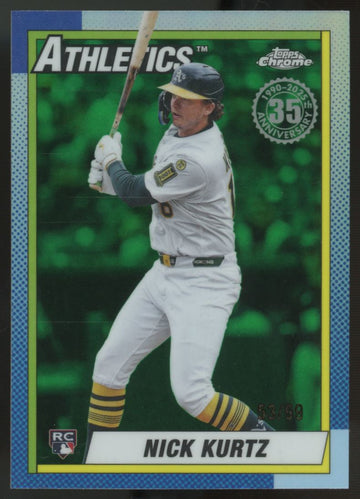 2025 Topps Chrome Update Nick Kurtz RC 1990 Green Refractor /99 #90CU-21