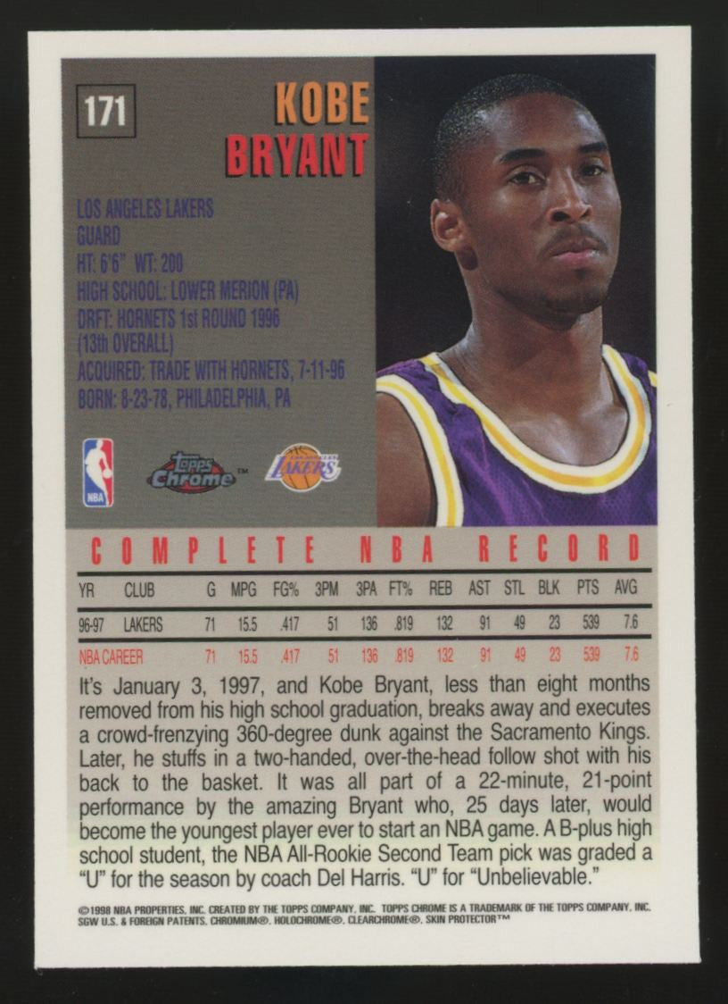 1997-98 Topps Chrome Kobe Bryant #171 "B"