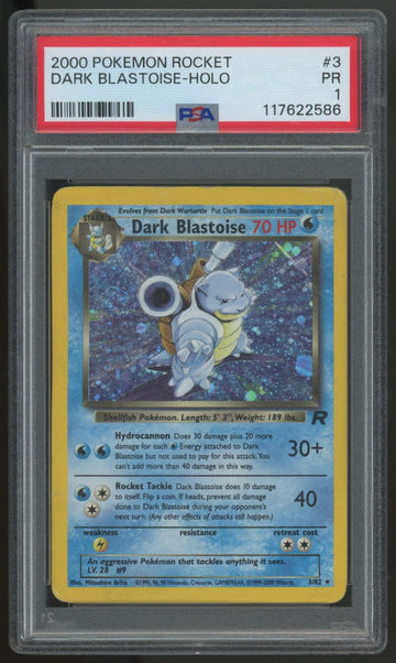 2000 Pokemon Dark Blastoise Team Rocket Holo #3 PSA 1
