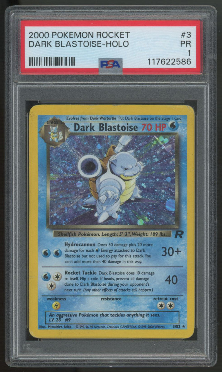 2000 Pokemon Dark Blastoise Team Rocket Holo #3 PSA 1