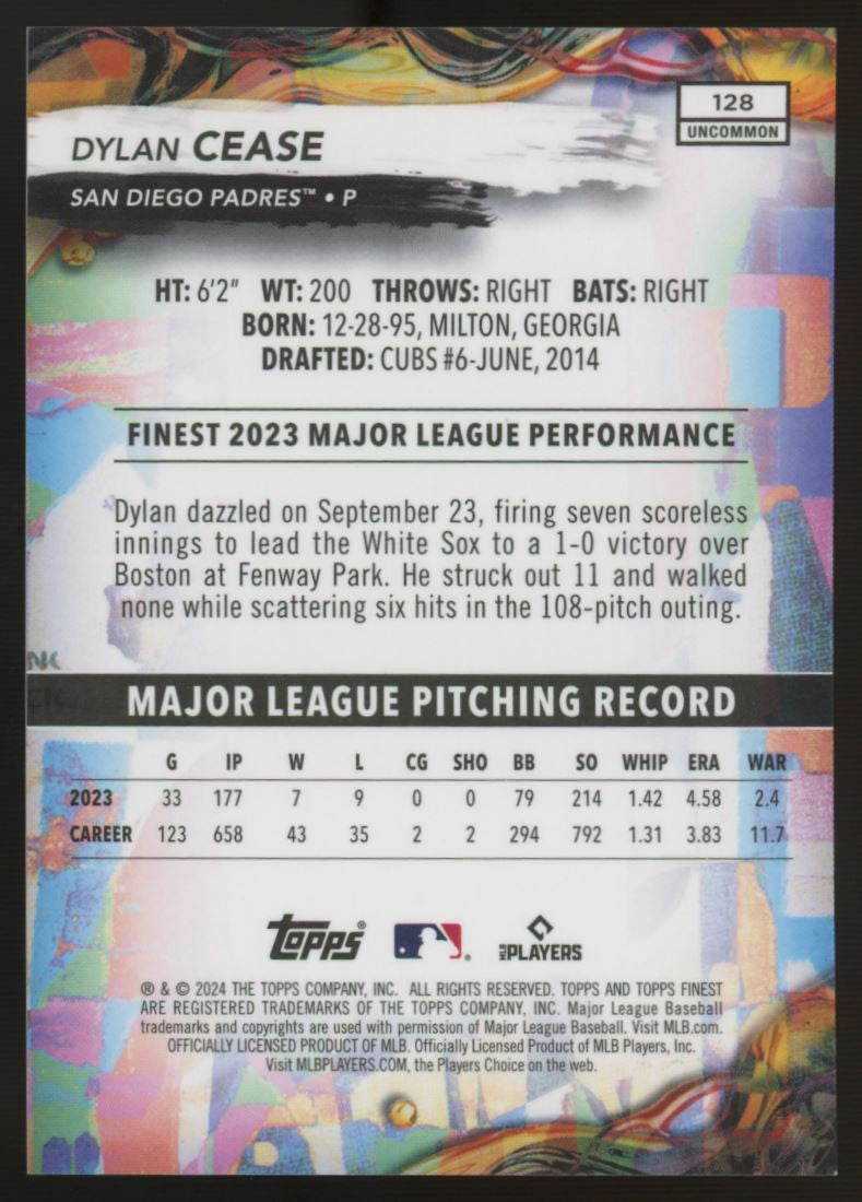 2024 Topps Finest Dylan Cease Uncommon Orange /20 #128
