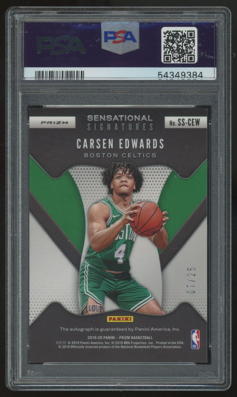 2019-20 Panini Prizm Carsen Edwards RC Auto Mojo /25 #RS-CEW PSA 9 *384