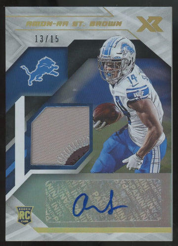2021 Panini XR Amon-Ra St. Brown RC White Patch Auto RPA /15 #RSA-ASB