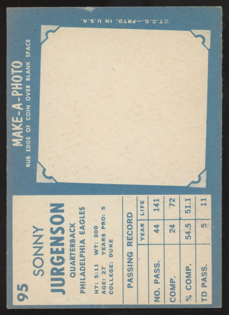 1961 Topps Sonny Jurgenson #95 EX