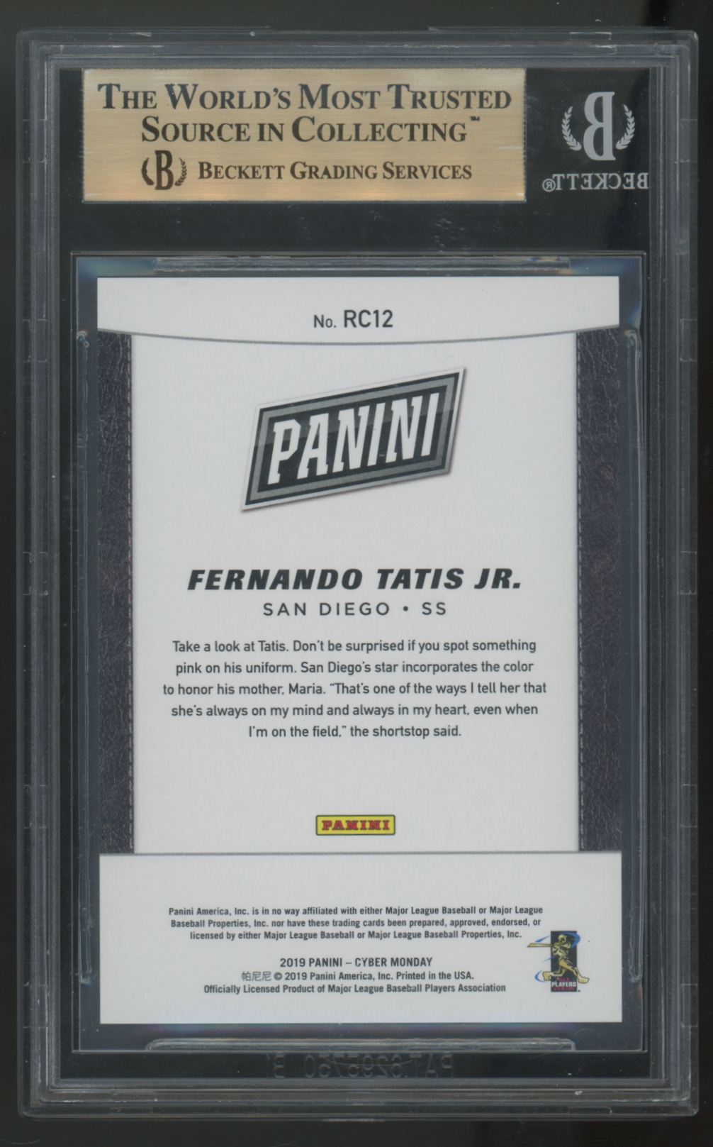 2019 Panini Cyber Monday Fernando Tatis Jr. RC Swirlorama #RC12 BGS 9.5