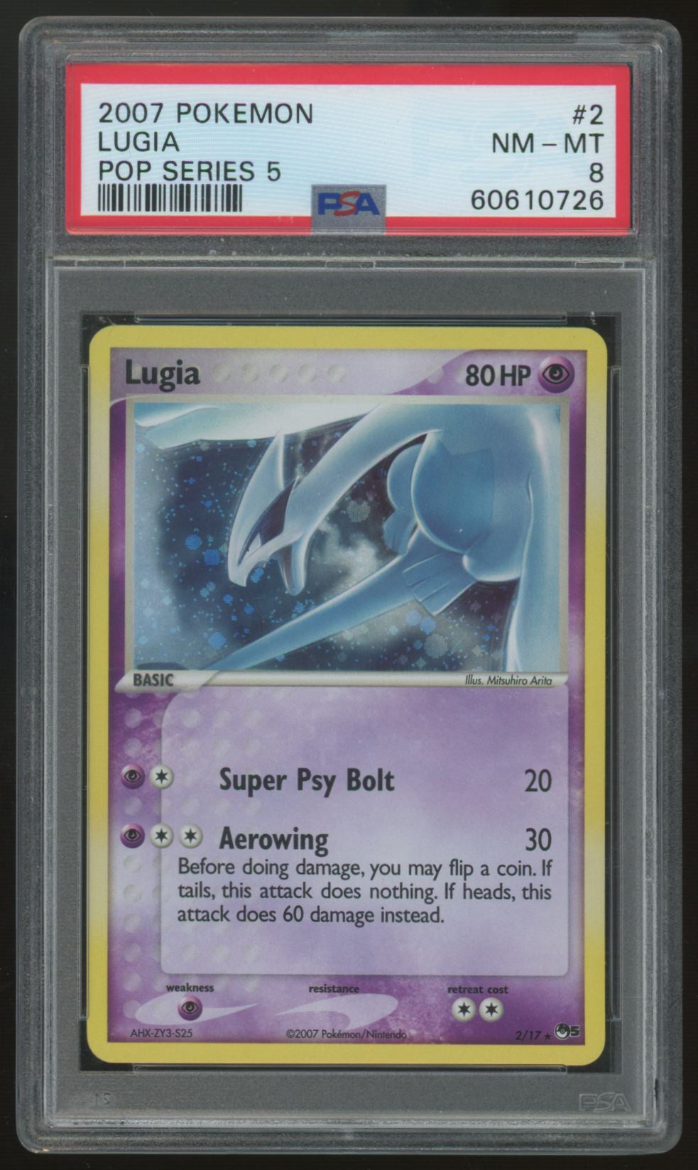 2007 Pokemon Lugia Pop Series 5 Holo #2 PSA 8