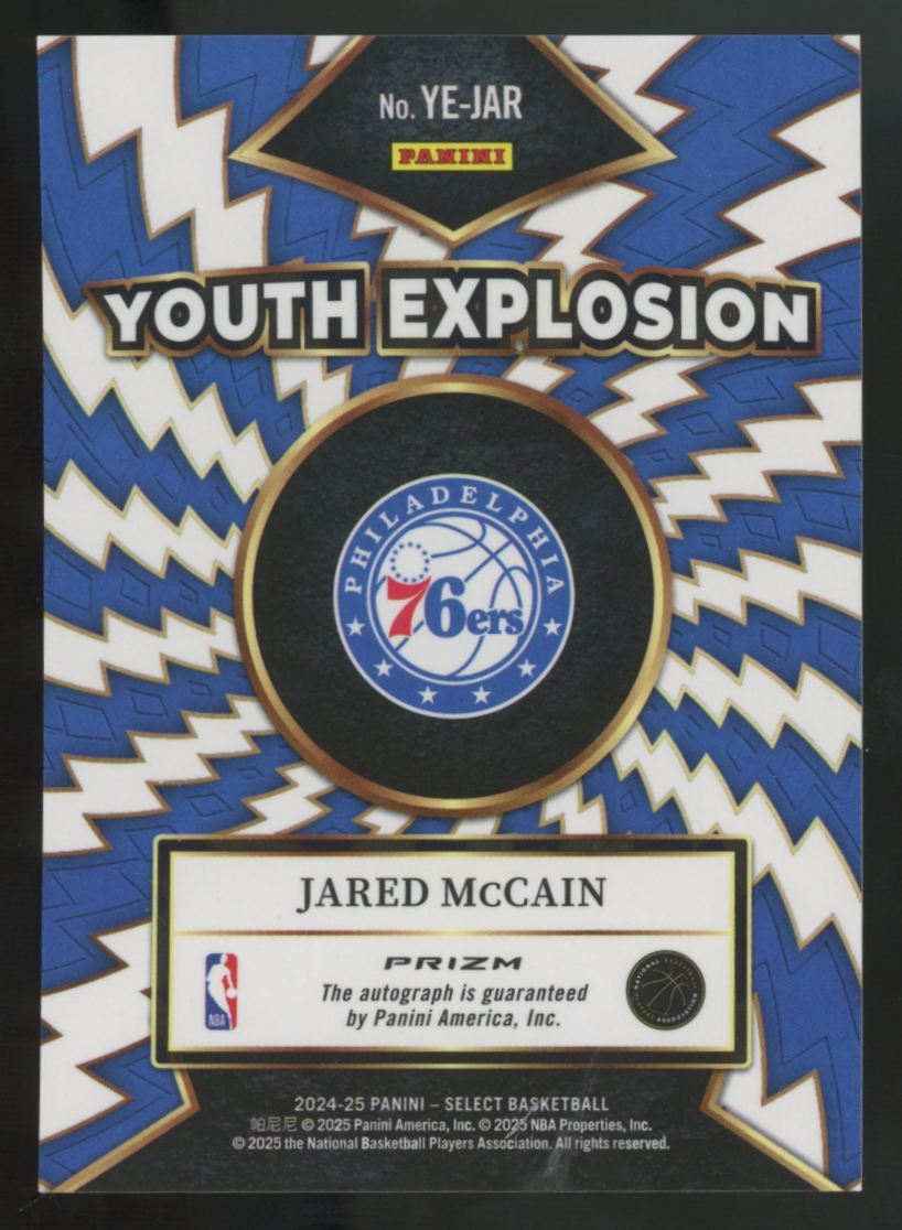 2024-25 Panini Select Jared McCain RC Youth Explosion Prizm Auto #YE-JAR