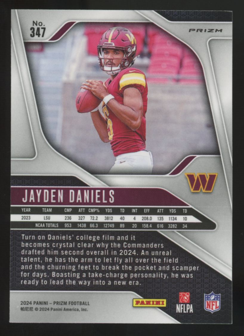 2024 Panini Prizm Jayden Daniels RC Orange Lazer #347 "A"