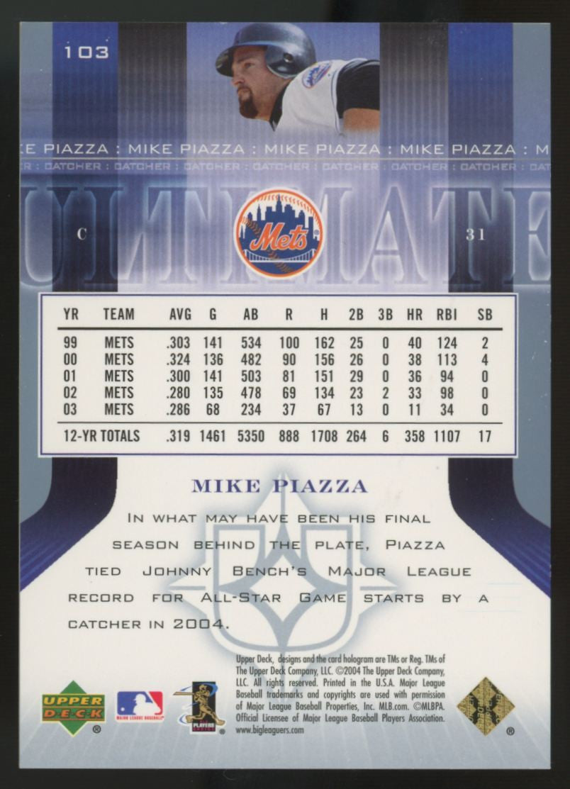 2004 Upper Deck Ultimate Collection Mike Piazza Platinum /10 #103
