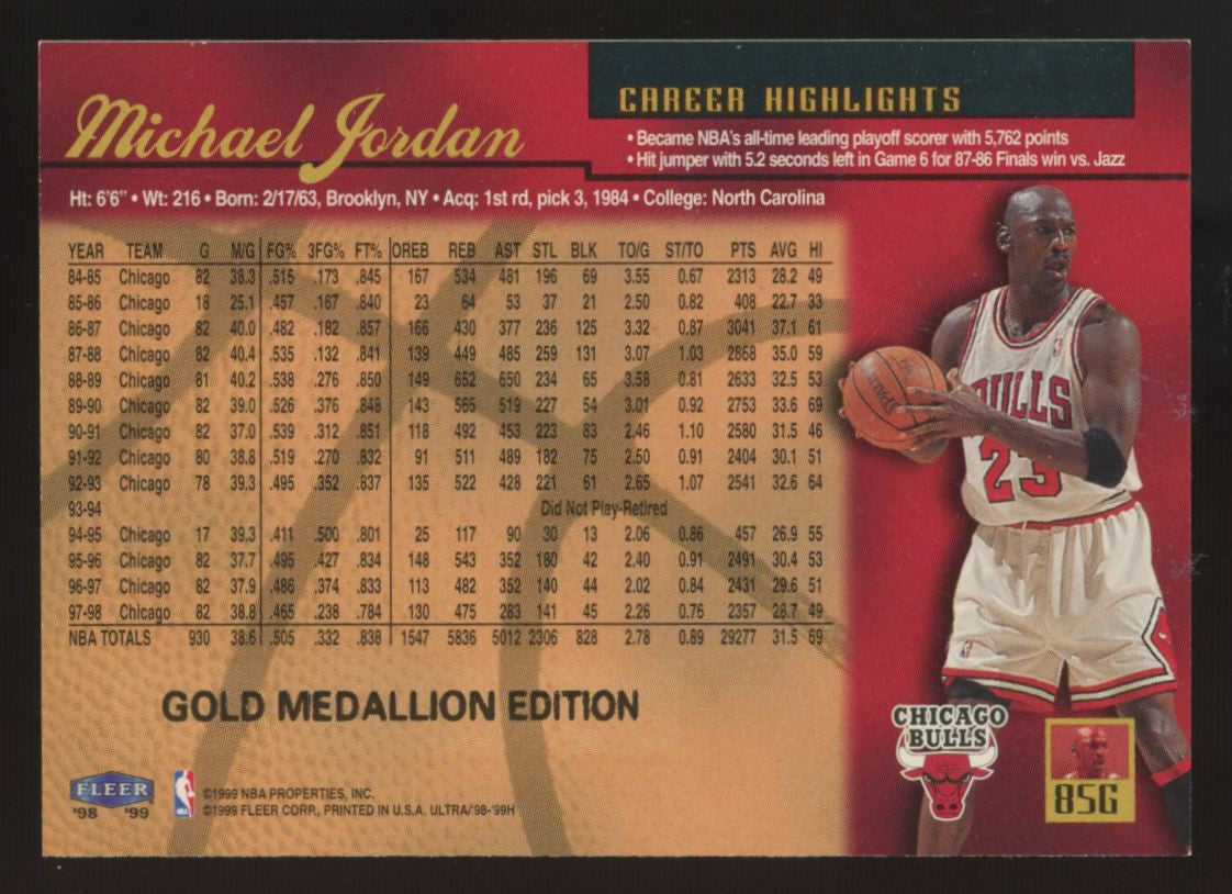 1998-99 Fleer Ultra Michael Jordan Gold Medallion Edition #85G