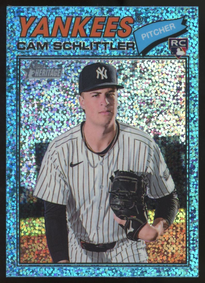 2026 Topps Heritage Cam Schlittler RC Blue Sparkle #222