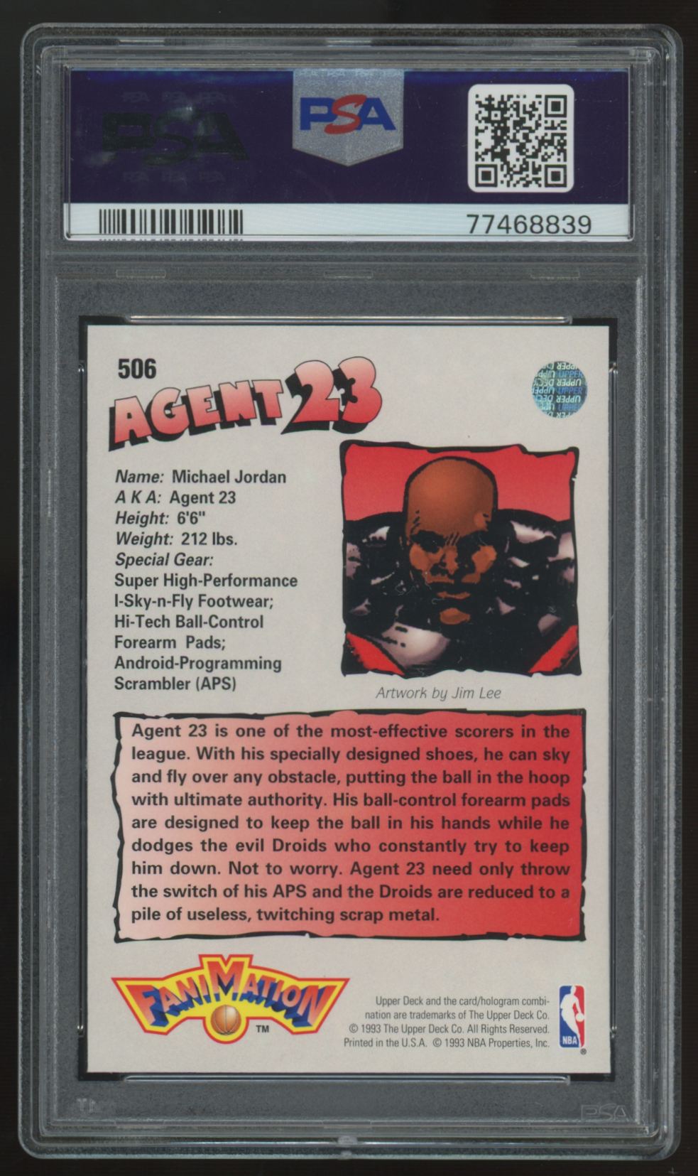 1992-93 Upper Deck Michael Jordan Fanimation #506 PSA 9 *839