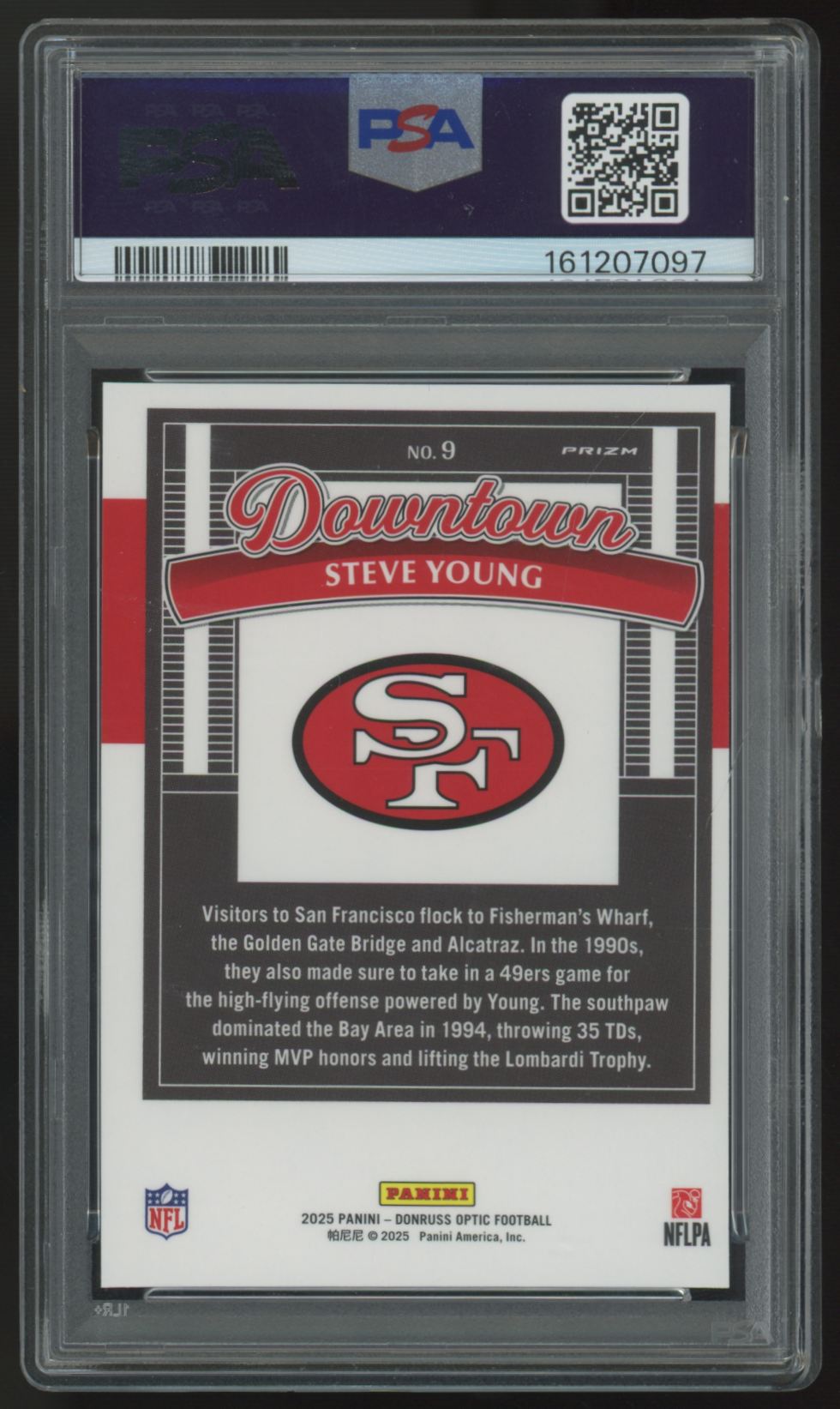 2025 Panini Donruss Optic Steve Young Downtown Legends SSP #9 PSA 9