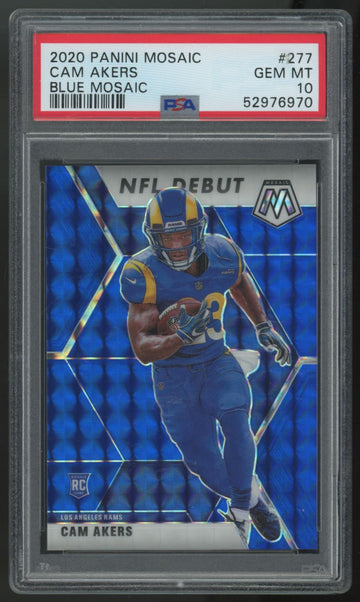 2020 Panini Mosaic Cam Akers RC NFL Debut Blue /99 #277 PSA 10