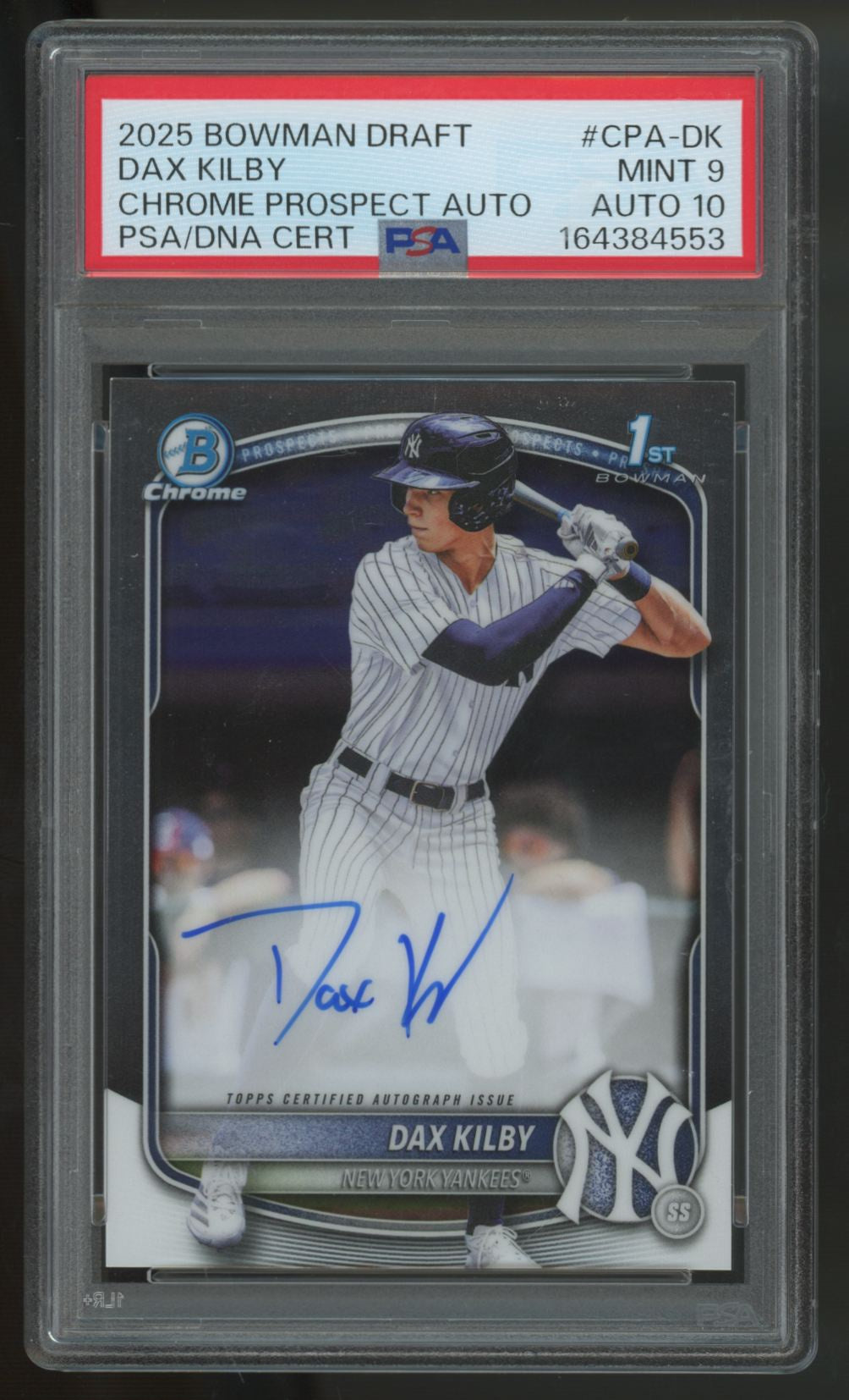 2025 Bowman Chrome Draft Dax Kilby 1st Prospect Auto #CPA-DK PSA 9 10
