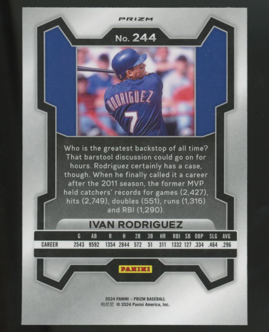 2024 Panini Prizm Ivan Rodriguez White Sparkle #244