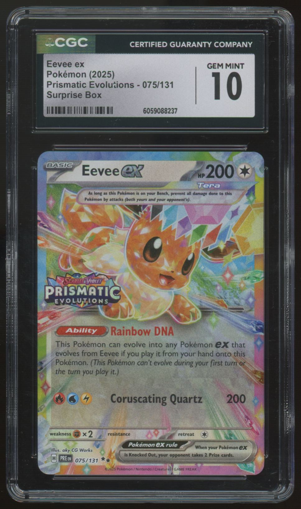 2025 Pokemon Eevee Prismatic Evolutions Surprise Box Stamp #075 CGC 10