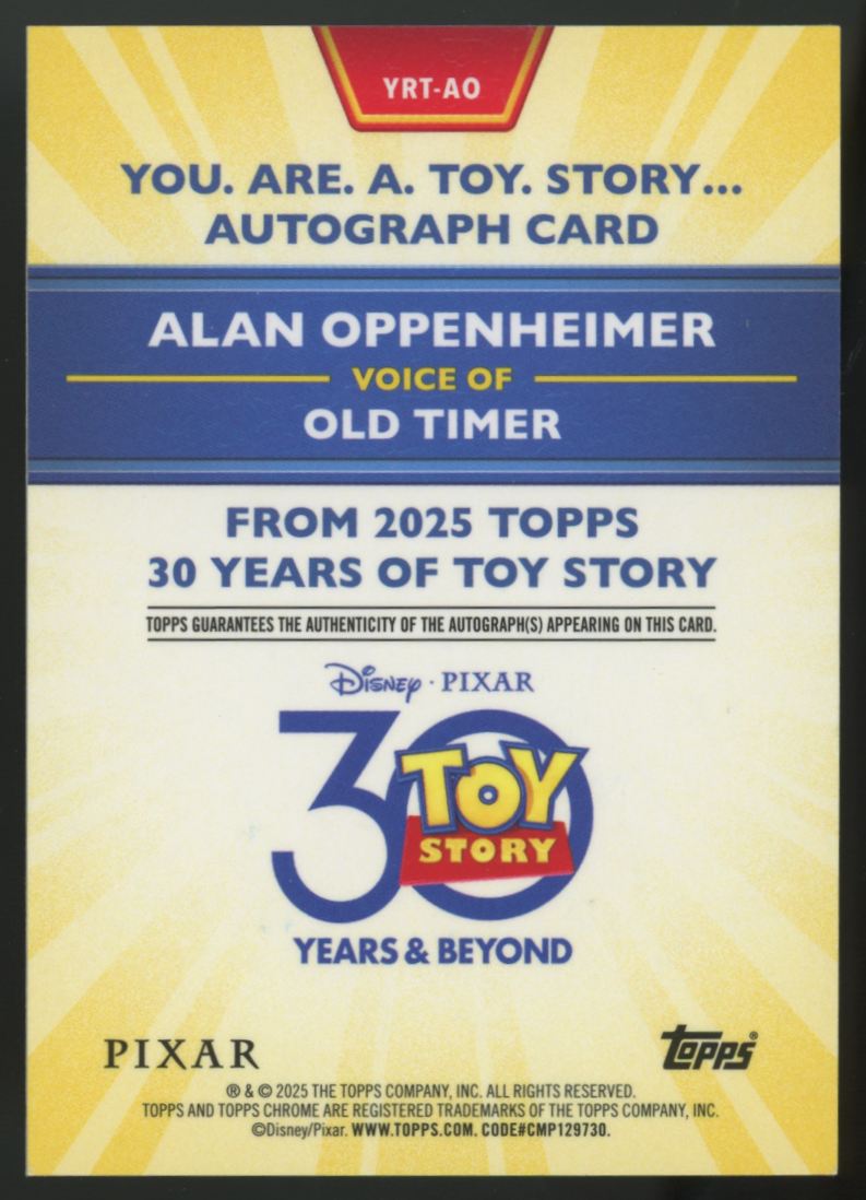 2025 Topps Toy Story Old Timer/Alan Oppenheimer Cowboy Hat Shimmer Auto /99