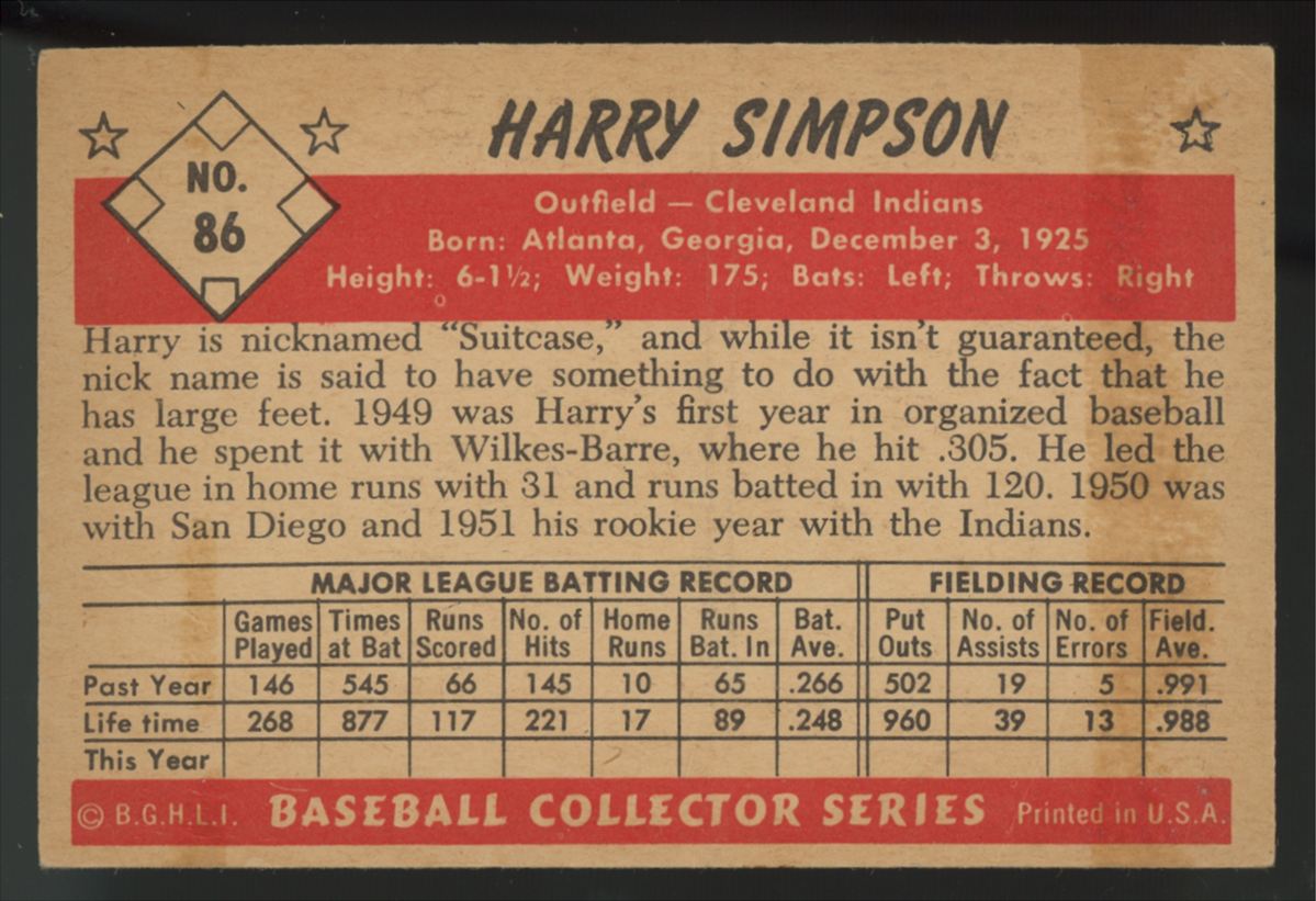 1953 Bowman Color Harry Simpson #86 Good