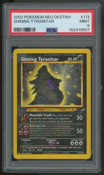 2002 Pokemon Shining Tyranitar Neo Destiny Holo #113 PSA 9 (B)