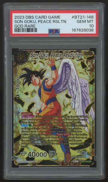 2023 Dragon Ball Masters Son Goku, Peace Resolution God Rare #BT21-148 PSA 10
