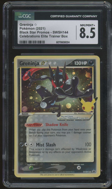 2021 Pokemon Greninja Gold Star Celebrations ETB Promo #SWSH144 CGC 8.5
